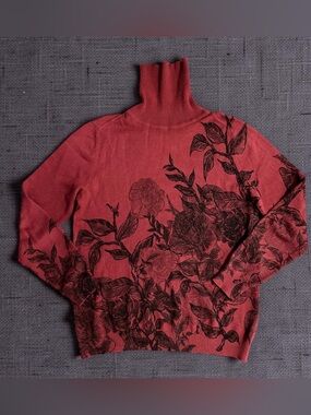 NEW Medium Red Desigual Garden Turtleneck Sweater